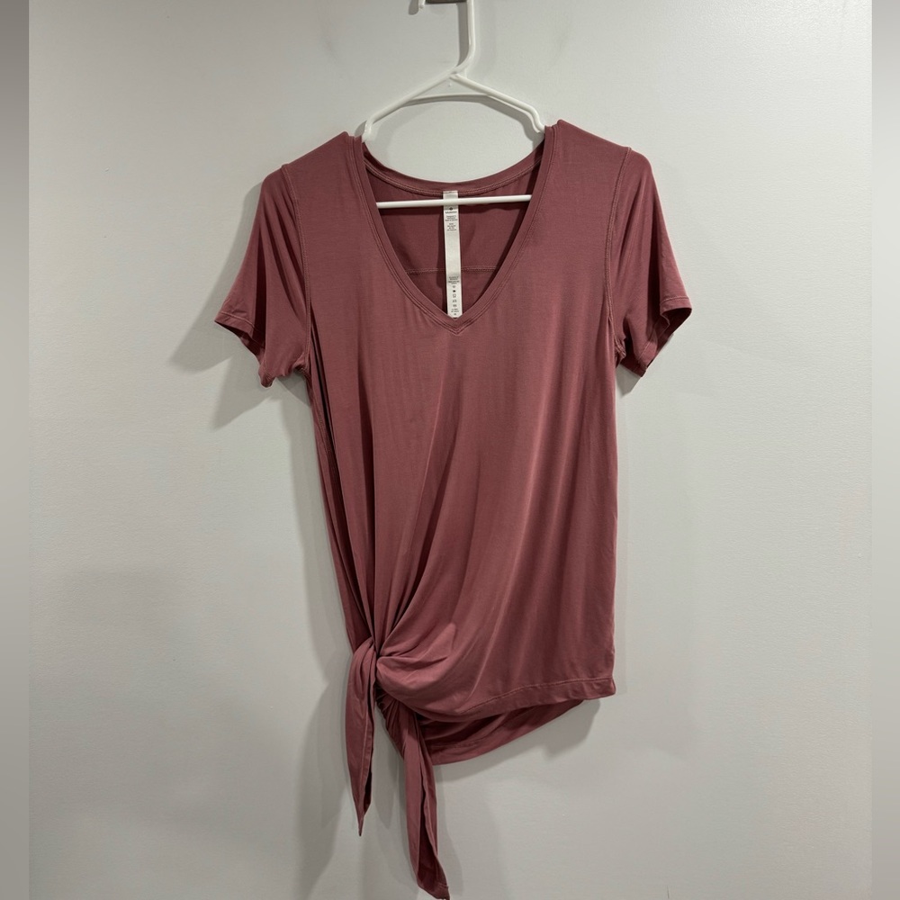 Lululemon To The Point Short Sleeve Tee Shirt Side Tie Quicksand Size 2